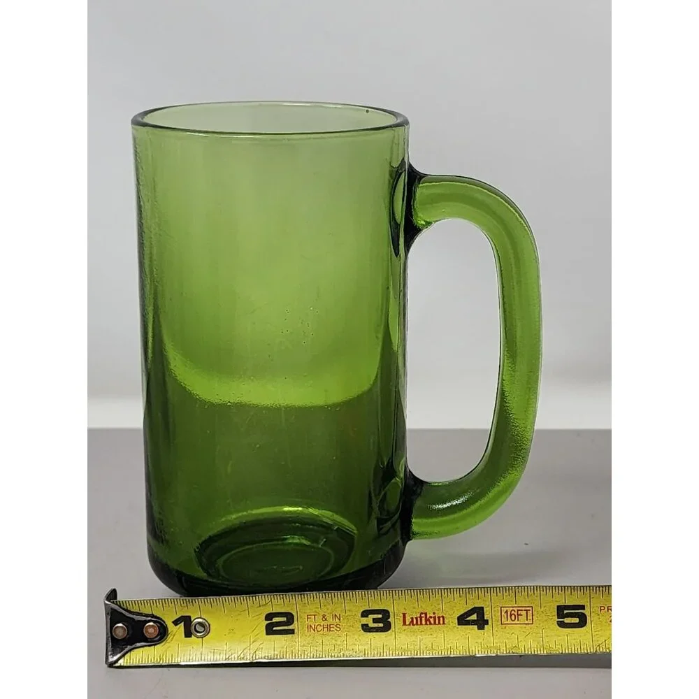 Vintage Emerald Green Glass Beer Mug & Jagermeister 2 Shot Glasses‎ Set